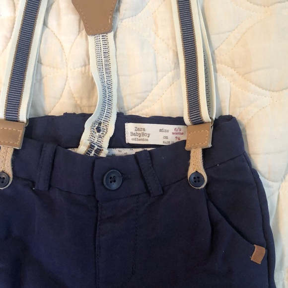 Zara kids blue dress pants with stripe suspenders 2-3T - Picture 3 of 8